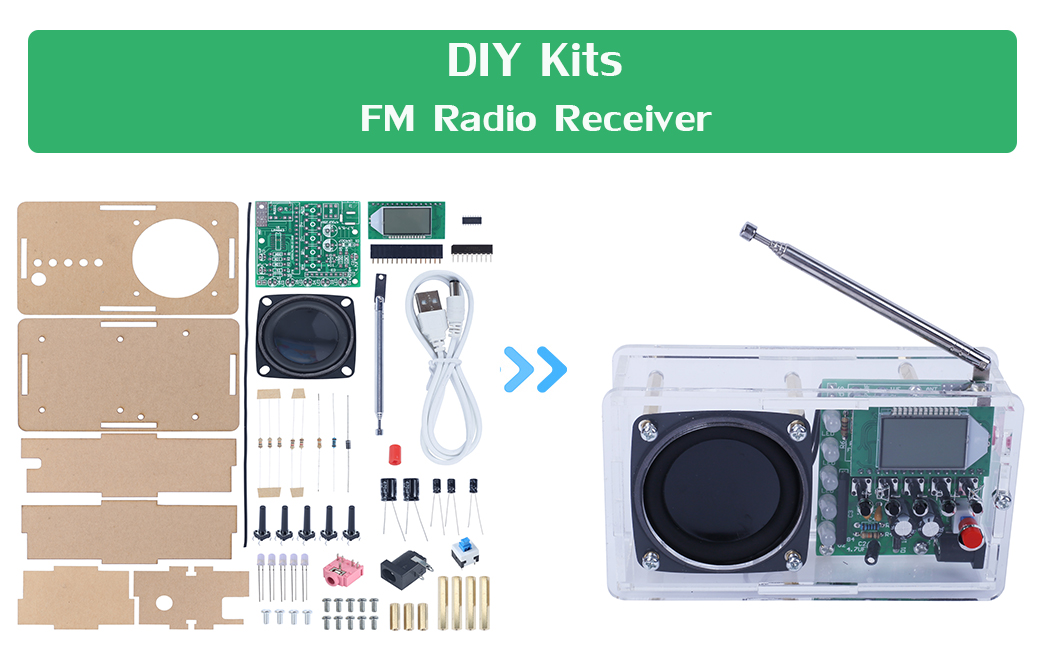 ICStation DIY FM Radio Kit Adjustable 76108MHz Wireless Receiver